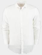 Bos Bright Blue Casual hemd lange mouw 100% linnen mob118 uni/00 blanc...