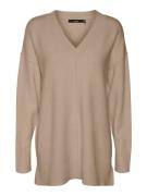 Vero Moda Vmgold link ls long v-neck pullover zand