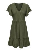 Only Onlsandra ss v-neck dress jrs army