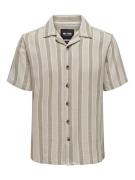 Only & Sons Onstrev reg ss struc 3 stripe shirt ecru dessin