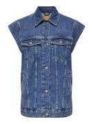 Only Onlirene sl dnm waistcoat cro blue denim