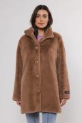 Rino & Pelle Single breasted fake fur coat taupe