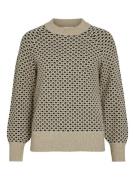 Vila Viril checked ls knit top noos zand dessin