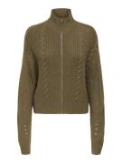 Jacqueline de Yong Jdyjusty ice ls short zip cardigan taupe