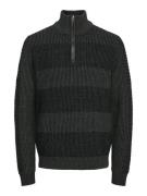 Jack & Jones Jjhugo knit half zip antraciet