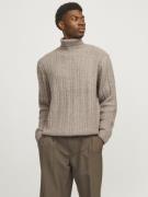 Jack & Jones Jprblatrent knit cable roll neck bf taupe