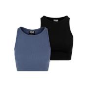 Urban Classics Dames ribbed crop top (set van 2)