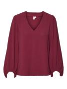 Vero Moda vmolivia l/s v-neck top wvn btq ga 10315119 red plum