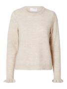 Selected Femme slflulu ls knit frill cuff o-neck n 16094269 birch