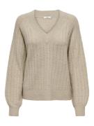 Jacqueline de Yong Jdyaspen life ls lurex v-neck pull beige