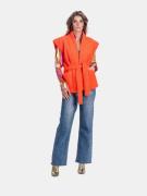 Mucho Gusto Teddy gilet reversible neon oranje met multikleurige paisl...