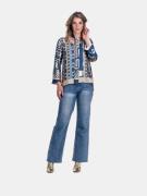 Mucho Gusto Blouse roma chic patchwork in blauw