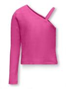 Only Kognella ls one shoulder solid top fuchsia