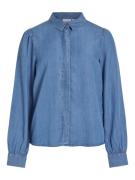 Vila vigivani l/s placket denim shirt/r 141045 light blue denim