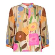 Geisha blouse aop big flower 53162-70 720 sand/orange/blue/green