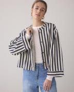 Summum 1s1225-12202 short round neck stripe jacket