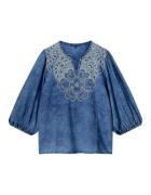 Summum Shortsleeve top cotton indigo sateen 2s3217-11631