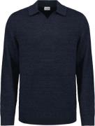 No Excess Pullover polo with linen deep blue
