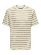 Only & Sons Onsian reg ss stripe struct tee ecru dessin