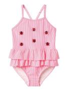 Name It Meisjes badpak nmfzammer gestreept lieveheersbeestjes print ro...