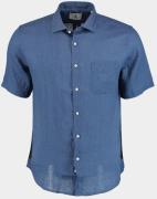 Bos Bright Blue Casual hemd korte mouw linnen shirt km 42570011j/235 u...