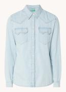 Benetton Blouse van chambray met borstzakken