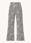 French Connection Atena high waist cropped flared broek met zebraprint