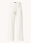 Maje High waist straight fit pantalon met tweed-look en ceintuur