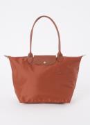 Longchamp Le Pliage schoudertas L met leren details