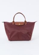 Longchamp Le Pliage Original handtas M met leren details