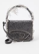 Diesel 1DR mini crossbodytas van denim met strass en destroyed afwerki...