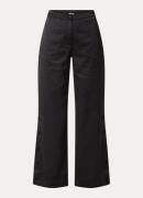 Dante 6 Adriel high waist wide fit pantalon van satijn met steekzakken