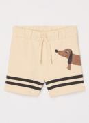 Mini Rodini Dog straight fit korte joggingbroek van biologisch katoen