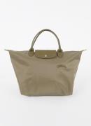 Longchamp Le Pliage Green handtas M met leren details