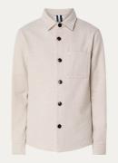 Profuomo Herringbone regular fit overshirt in wolblend met borstzak