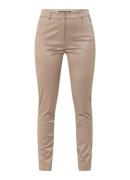 Expresso Mid waist slim fit chino van satijn met steekzakken