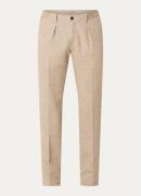 Profuomo Tapered fit pantalon in linnenblend met steekzakken