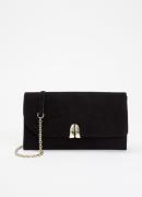 L.K.Bennett Aria clutch van geitensuède met afneembare schouderriem