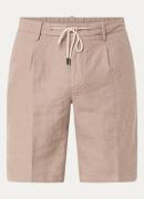 Boggi Milano Straight fit korte broek van linnen met steekzakken
