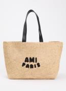 AMI Paris Shopper van raffia met logoborduring