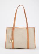Sandro Shopper van canvas met kalfsleren details