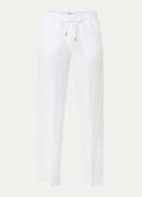 BRAX Farina mid waist straight fit broek van linnen met strikceintuur