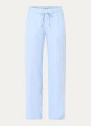 BRAX Farina mid waist straight fit broek van linnen met strikceintuur