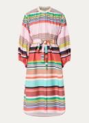 Essentiel Antwerp Hoklahoma midi blousejurk met strikceintuur en stree...
