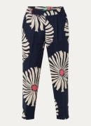 Benetton High waist straight fit cropped broek van linnen met print