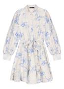 Maje Mini blousejurk in linnenblend met bloemenprint en strikceintuur