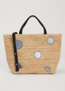 Sandro Handtas van raffia met kalfsleren details en afneembare schoude...