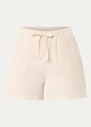 Bongusta Naram high waist straight fit korte broek van badstof met str...