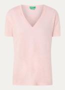 Benetton T-shirt van linnen met V-hals