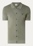 Lyle & Scott Fijngebreid regular fit overhemd met logoborduring